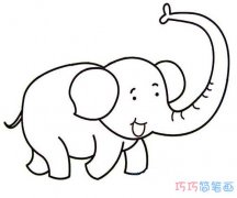 洒水大象怎么画简单_长鼻子大象简笔画图片