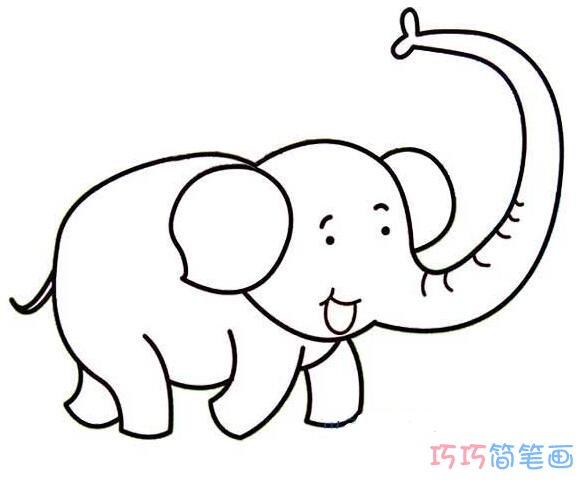 洒水大象的画法_洒水大象简笔画图片