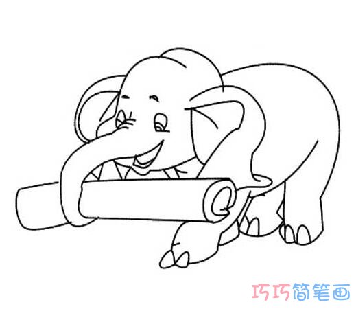 抬木头大象的画法_勤劳大象简笔画