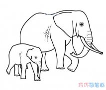 小象和象妈妈简笔画简单_两只大象简笔画图片