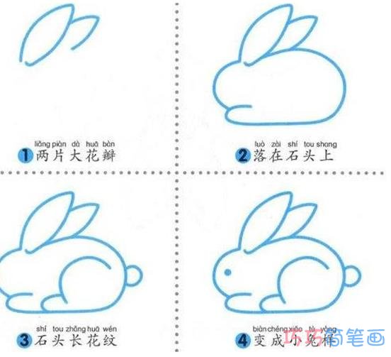 可爱小兔子的画法步骤_兔子简笔画图片