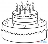 两层生日蛋糕怎么画好看_蛋糕简笔画图片