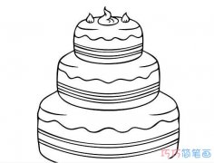 奶油生日蛋糕的画法简单_蛋糕简笔画图片