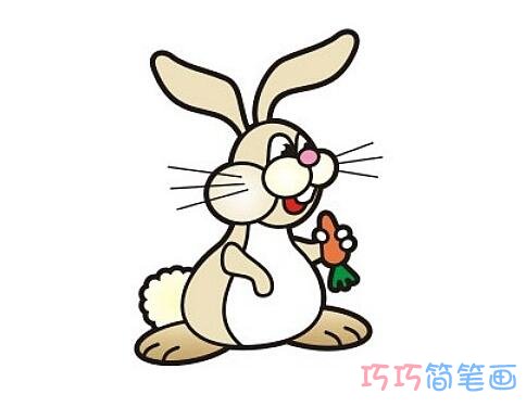 小兔子吃萝卜怎么画（彩色）_小白兔简笔画图片