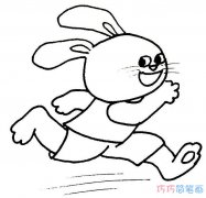 奔跑的卡通小白兔画法可爱_兔子简笔画图片