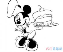 米老鼠吃蛋糕超简单画法_蛋糕简笔画图片