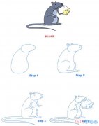 吃饼干的小老鼠怎么画带步骤_彩色老鼠简笔画图片
