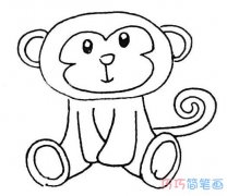 可爱猴子怎么画好看涂色_小猴子简笔画图片