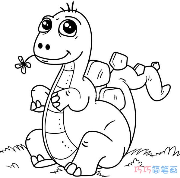 卡通恐龙坐姿怎么画_恐龙简笔画图片