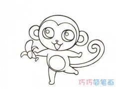 吃香蕉的小猴子怎么画涂色_小猴子简笔画图片