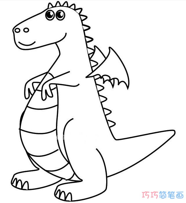 怎么画卡通小翅膀恐龙_恐龙简笔画图片