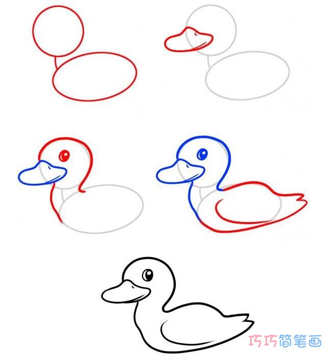 可爱鸭子怎么画简单带步骤_鸭子简笔画图片