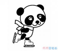 穿溜冰鞋的熊猫怎么画_大熊猫简笔画图片