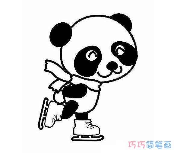 穿溜冰鞋熊猫简笔画_大熊猫简笔画图片