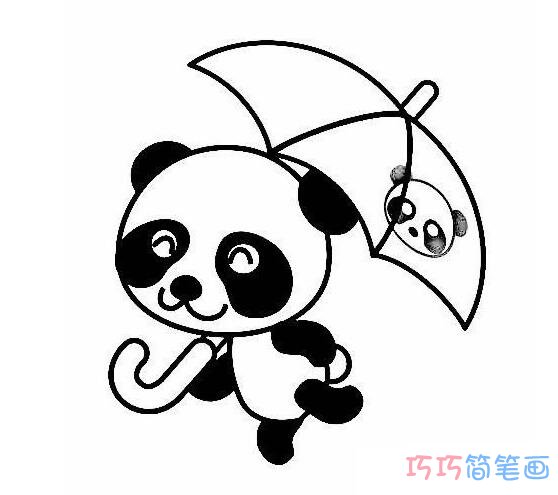 撑雨伞熊猫简笔画_大熊猫简笔画图片
