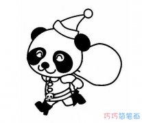戴圣诞帽的卡通熊猫怎么画_大熊猫简笔画图片