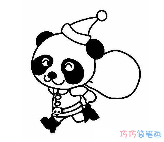 圣诞节公公熊猫_大熊猫简笔画图片