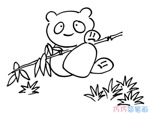 拿竹子熊猫简笔画_大熊猫简笔画图片