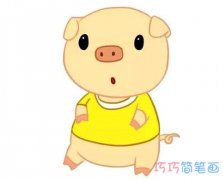 彩色可爱小猪的画法图片_小猪简笔画图片