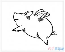 简单小飞猪的画法素描可爱_小猪简笔画图片
