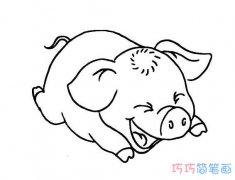 摔跤小猪的画法简单可爱_小猪简笔画图片