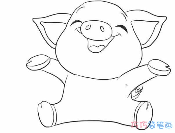 开心小猪怎么画简单步骤图_小猪佩奇简笔画图片