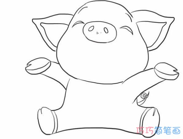 开心小猪怎么画简单步骤图_小猪佩奇简笔画图片
