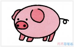 粉红小猪怎么画带步骤图_小猪简笔画图片