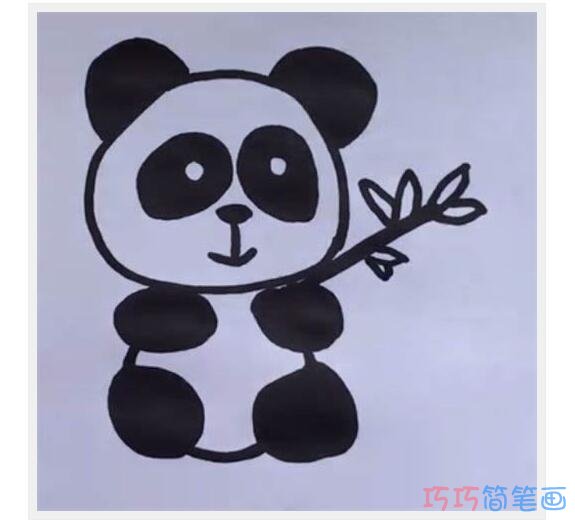 吃竹子的熊猫怎么画背景粉色_大熊猫简笔画图片