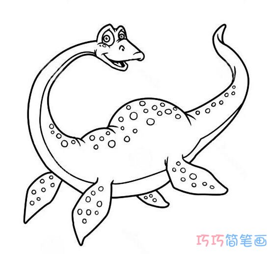 如何画一只Q版海鳗龙_恐龙简笔画图片