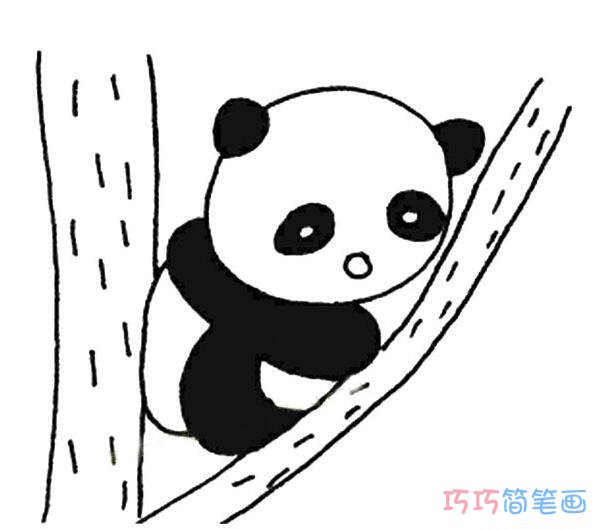 怎么画可爱小熊猫爬树_大熊猫简笔画图片
