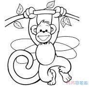如何画爬树的顽皮小猴子可爱_猴子简笔画图片