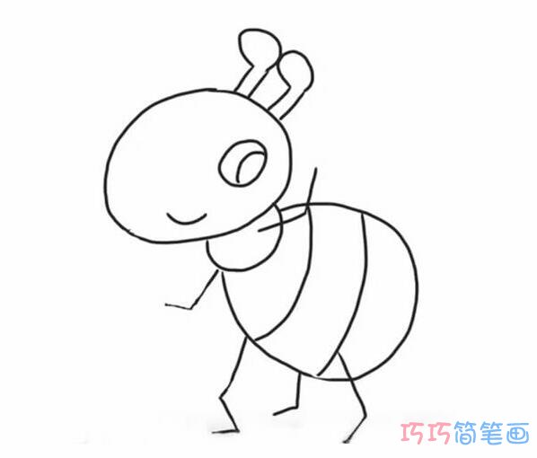 微笑蚂蚁简笔画带步骤_可爱昆虫简笔画