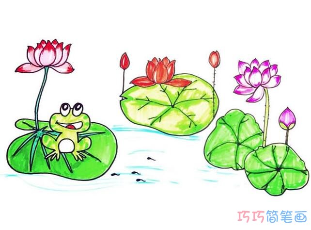 池塘里的青蛙怎么画涂色_青蛙简笔画图片