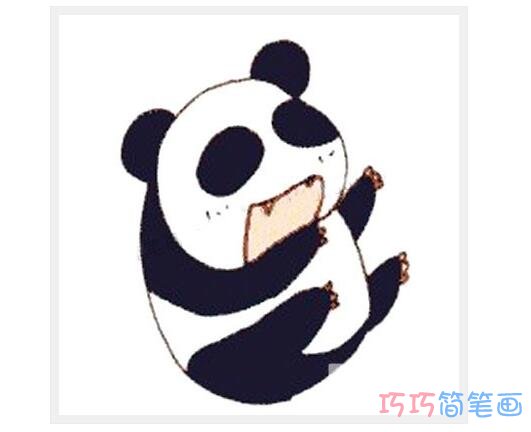 彩色Q版耍赖大熊猫怎么画具体步骤_大熊猫简笔画图片