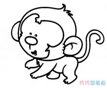 如何画一只可爱的小猴子简单_猴子简笔画图片