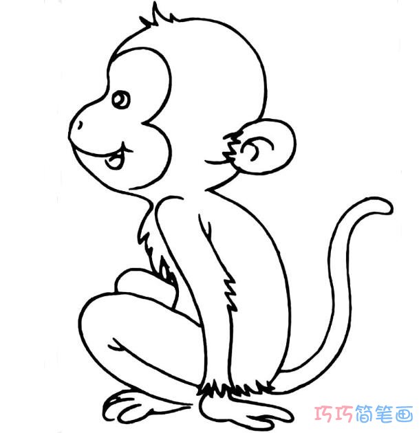 望月亮的猴子怎么画_猴子的简笔画图片