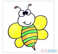 如何画彩色小蜜蜂漂亮_小蜜蜂简笔画图片