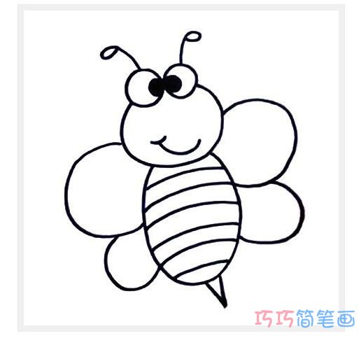 如何画彩色小蜜蜂_昆虫简笔画图片