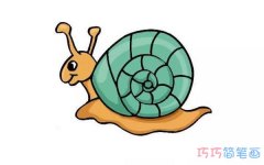 彩色蜗牛的画法简单可爱_蜗牛简笔画图片