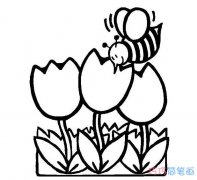 花丛中采蜜的小蜜蜂怎么画_蜜蜂简笔画图片