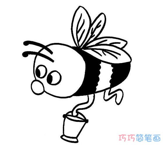 花丛中的小蜜蜂怎么画_昆虫简笔画图片