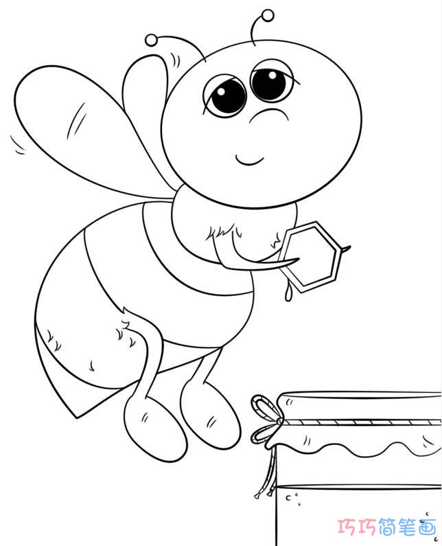 怎么画勤劳酿蜜的小蜜蜂_昆虫简笔画图片