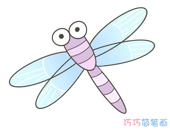 蓝色翅膀蜻蜓简笔画_昆虫简笔画