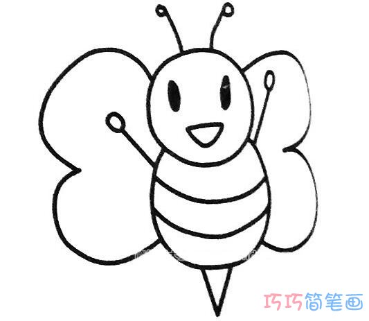 好奇蜜蜂简笔画_昆虫简笔画