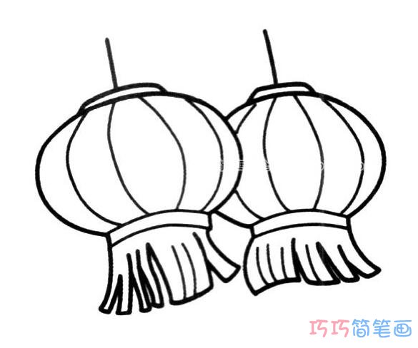 简单元宵节灯笼怎么画_灯笼简笔画