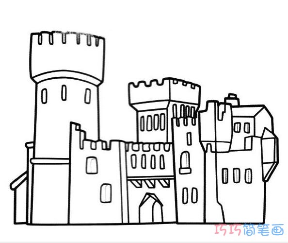 简单的公主城堡怎么画_城堡简笔画图片