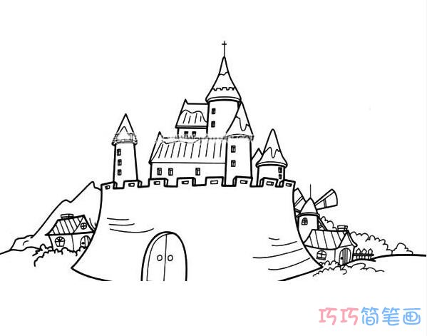 简单的公主城堡怎么画_城堡简笔画图片