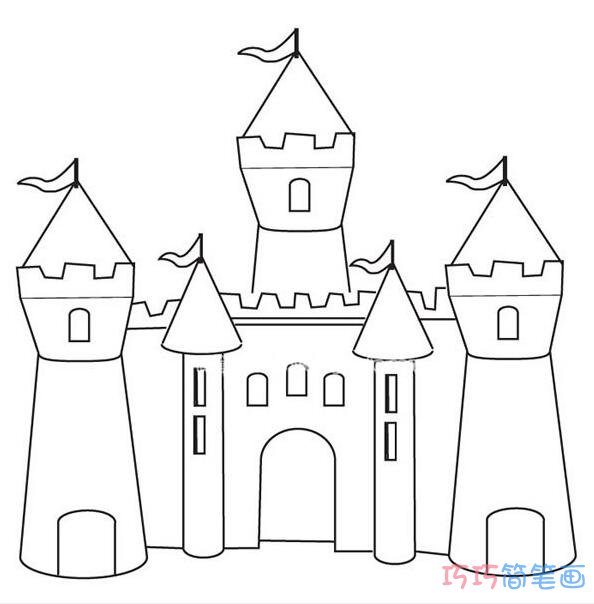如何画出最简单的城堡_城堡简笔画图片
