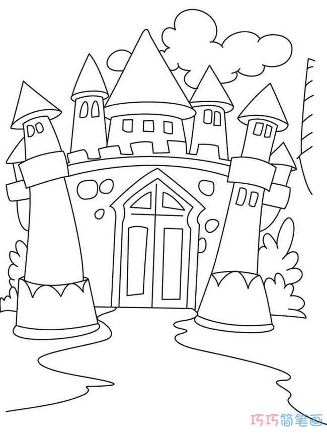 哥特式城堡怎么画好看_城堡简笔画图片